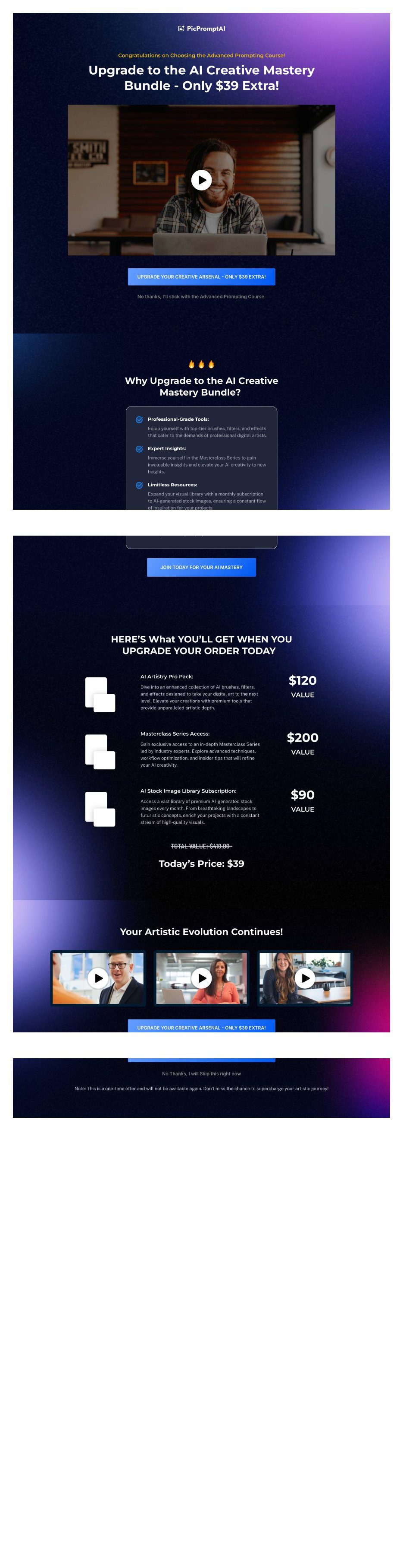 Prompt Vault Upsell template preview